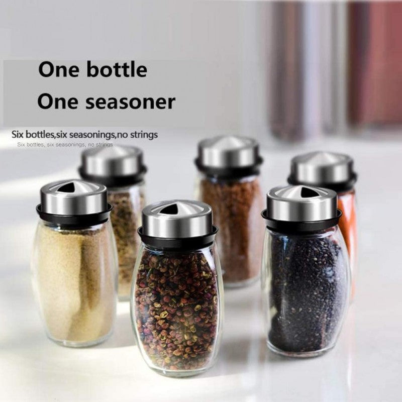 Rotating Spice Rack 6 Bottles Seasoning Box Set